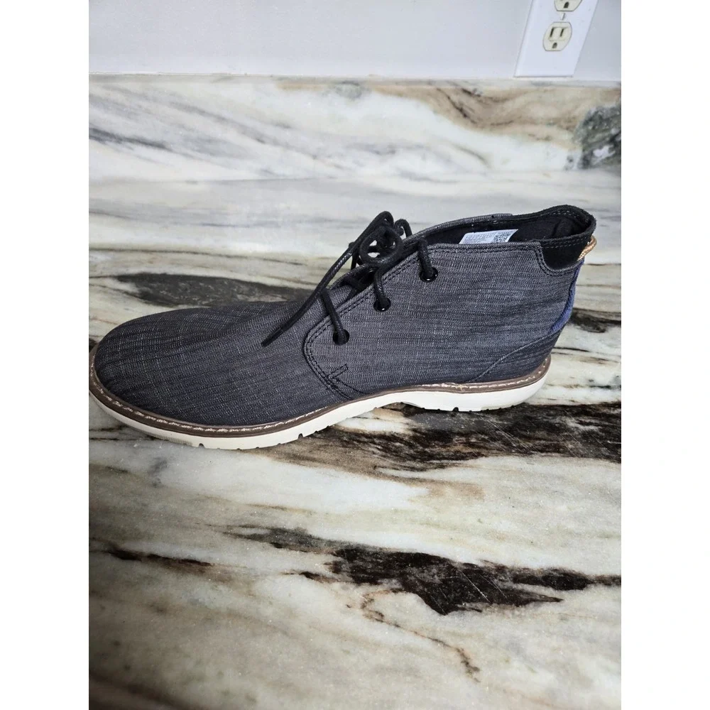 TOMS men BootNavi Chukka Black‎ Crosshatch Denim 11 color dark gray booties